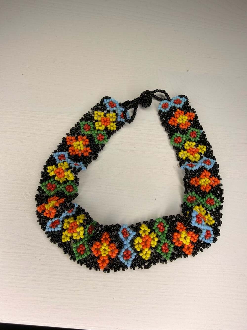 Handmade Colorful Seed Bead Floral Netted Choker Necklace
